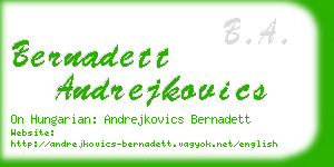 bernadett andrejkovics business card